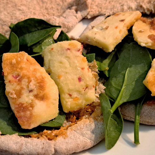 Halloumi Spinach Pitas