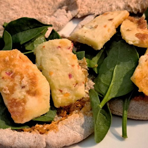 Halloumi Spinach Pitas