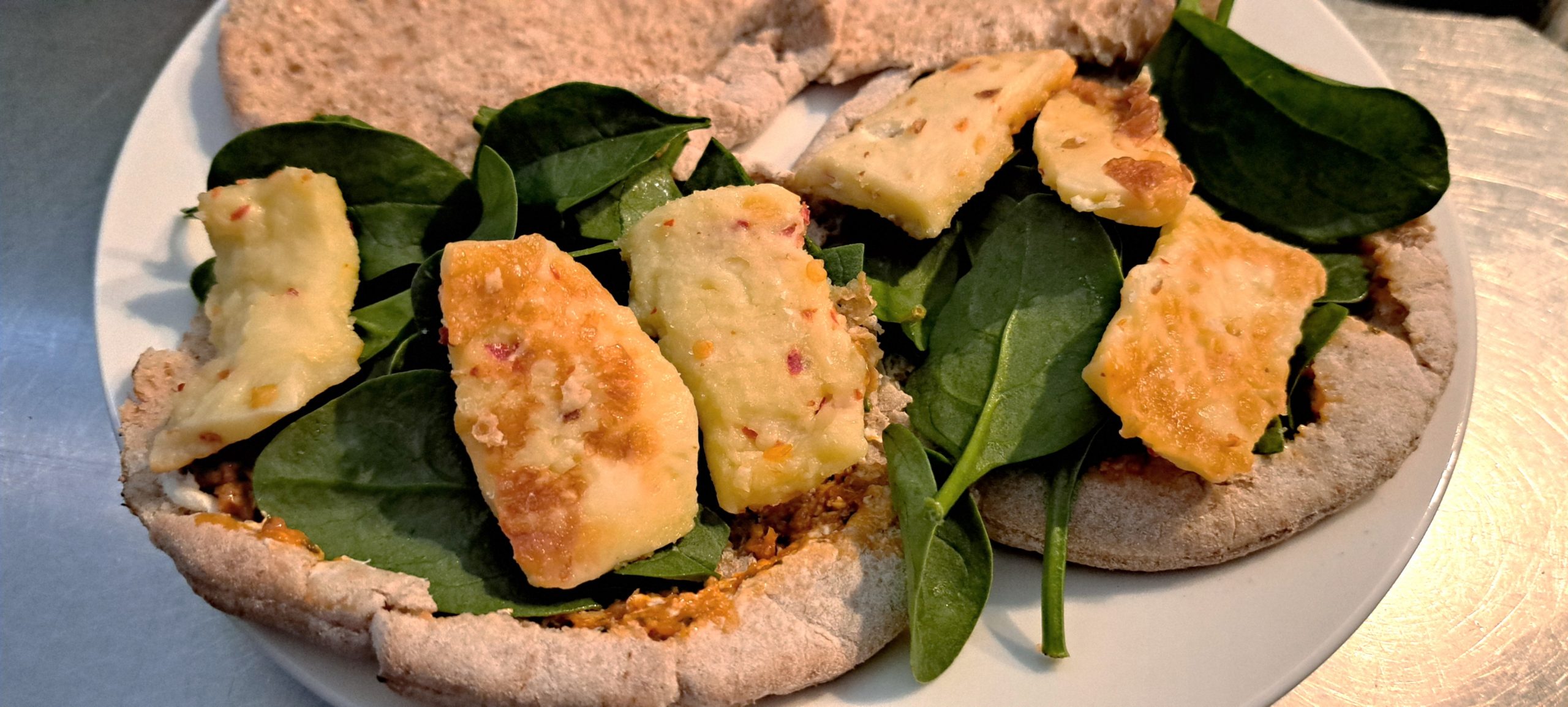 Halloumi Spinach Pitas