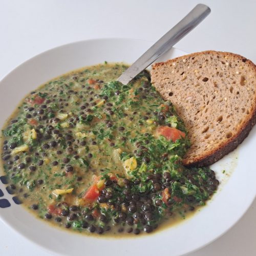 Beluga Lentils Dal with Spinach
