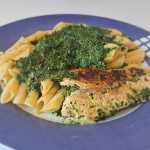 Creamy Spinach Salmon Penne