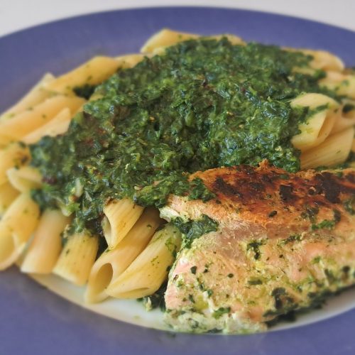 Creamy Spinach Salmon Penne